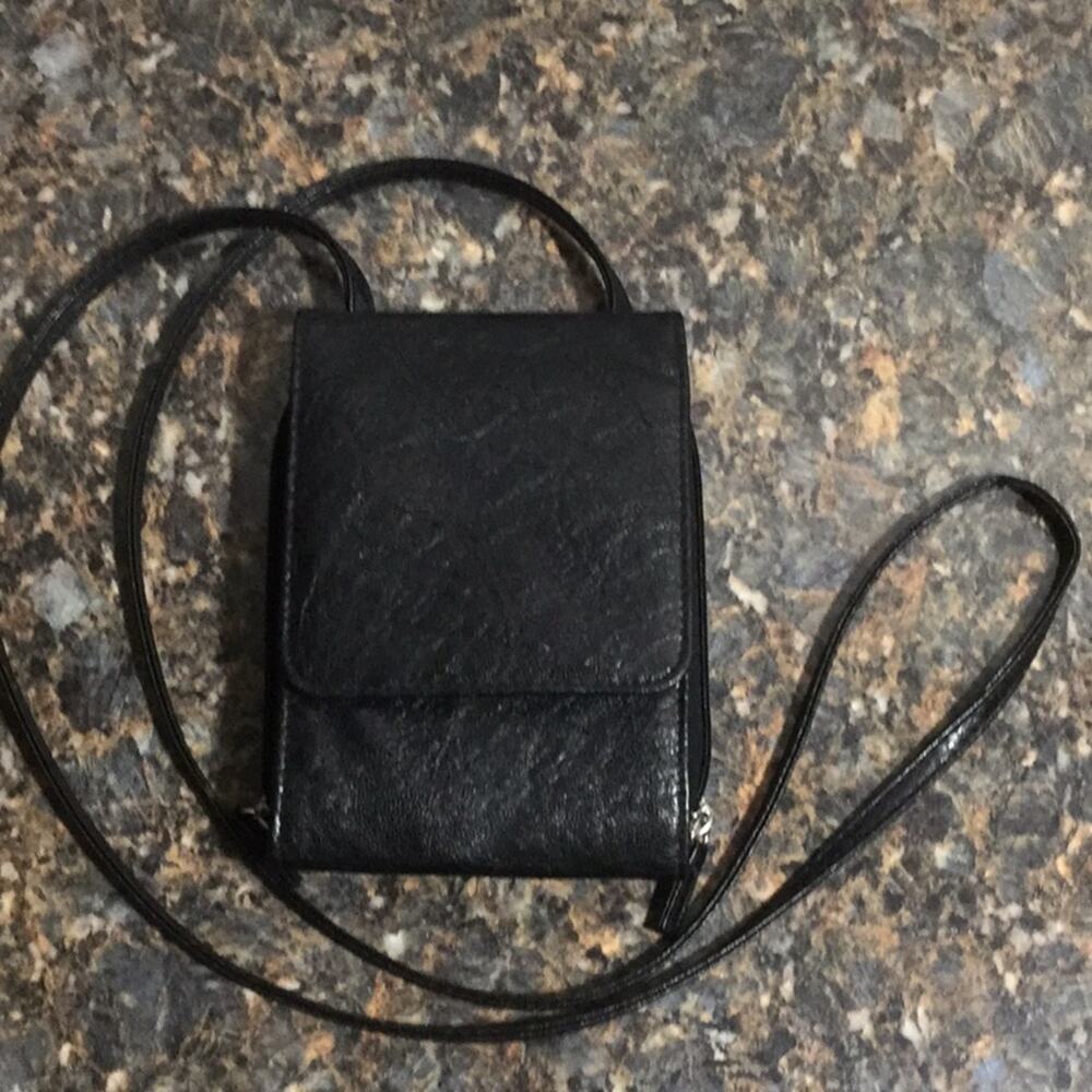 Black Faux Leather Double Sided Pocketbook